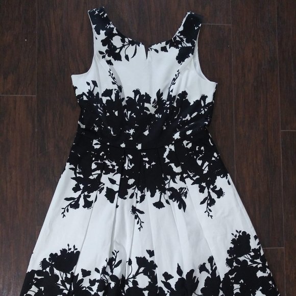 black and white floral cocktail dress